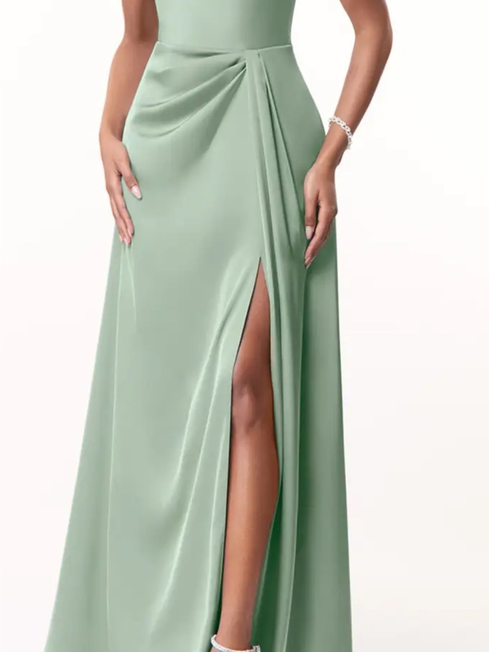 Azazie long agave spaghetti strap dress Prom/wedding size xs nwt